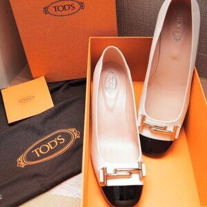 Tod's Black and White Heels with Silver Accent